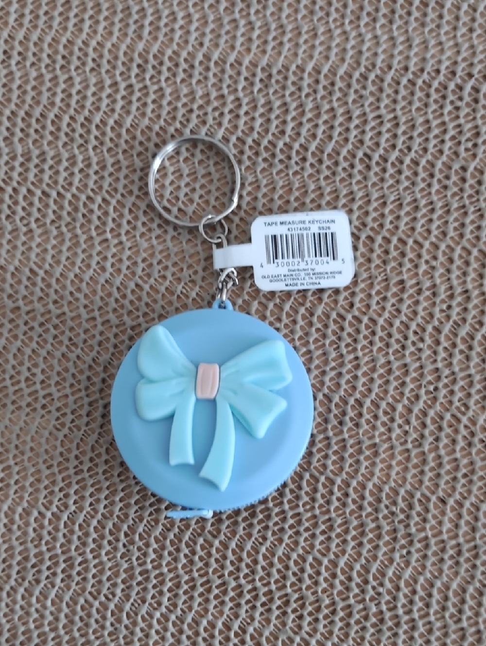 Blue Bow Tape Measure Keychain New